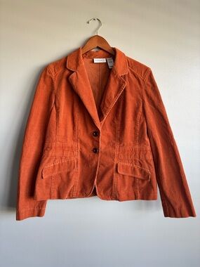 Villager Liz Claiborne Rust Orange Corduroy Blazer Women’s Size 14